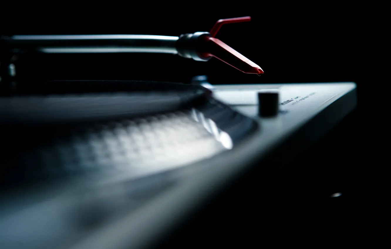 Photo wallpaper macro, background, black, needle, player, vinyl, record, HEAD