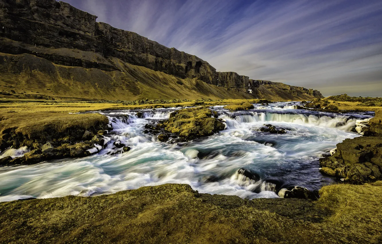 Photo wallpaper mountains, river, rocks, stream, Iceland, Iceland
