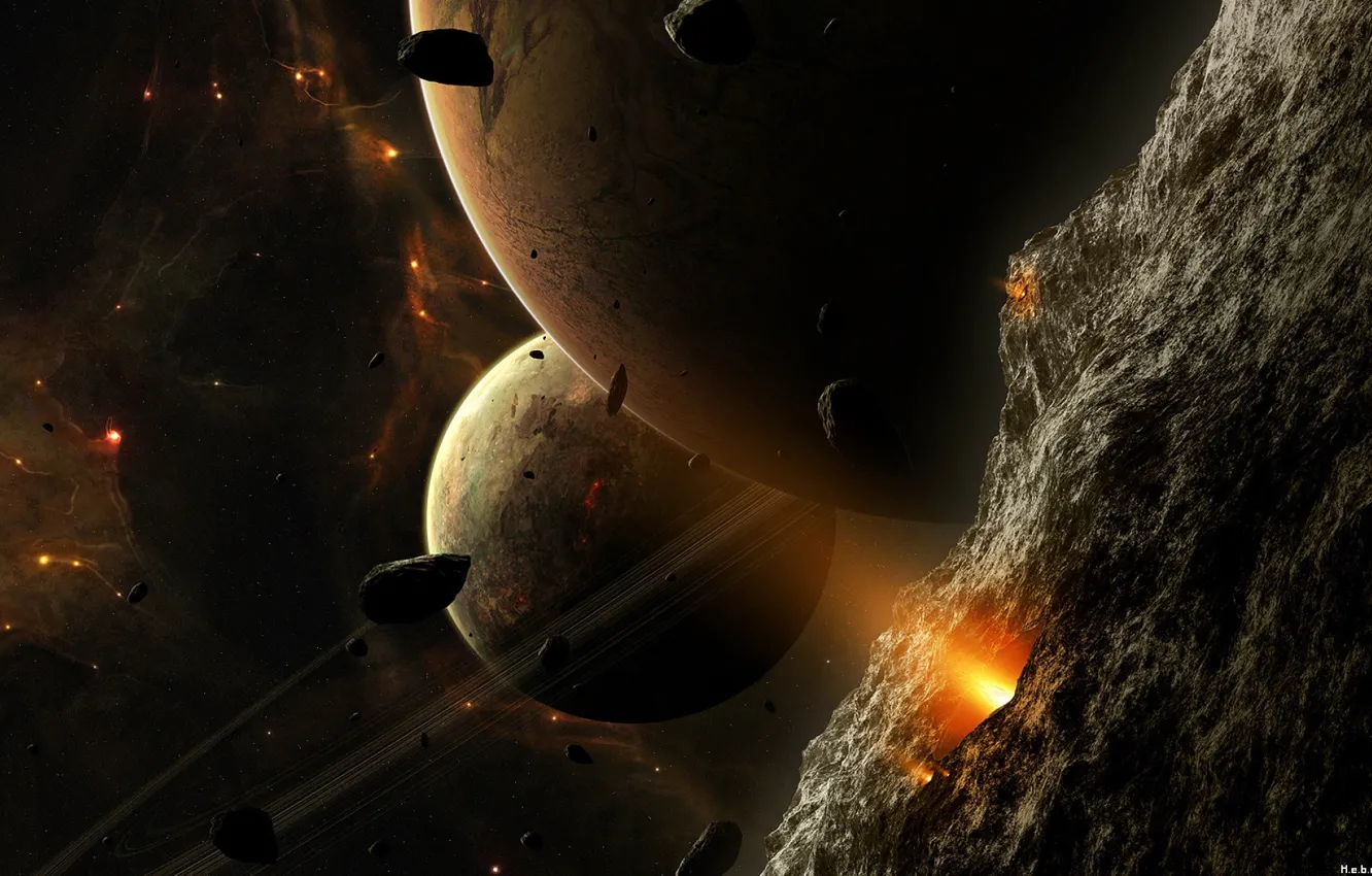 Photo wallpaper space, planet, the asteroids, Space