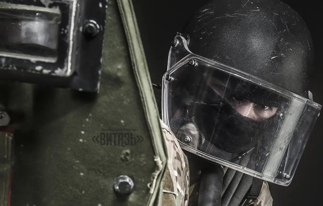 Photo wallpaper helmet, shield, special forces, airsoft, stritbola team, knight