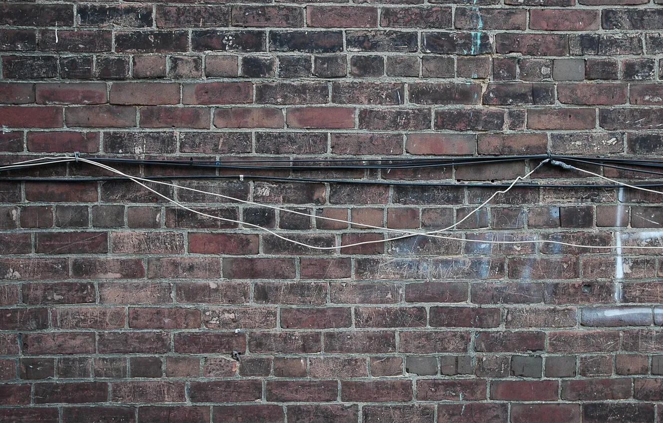 Photo wallpaper wall, brick, texture, cable