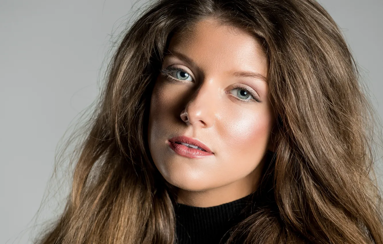 Photo wallpaper eyes, girl, face, background, hair, makeup, lips, Victoria