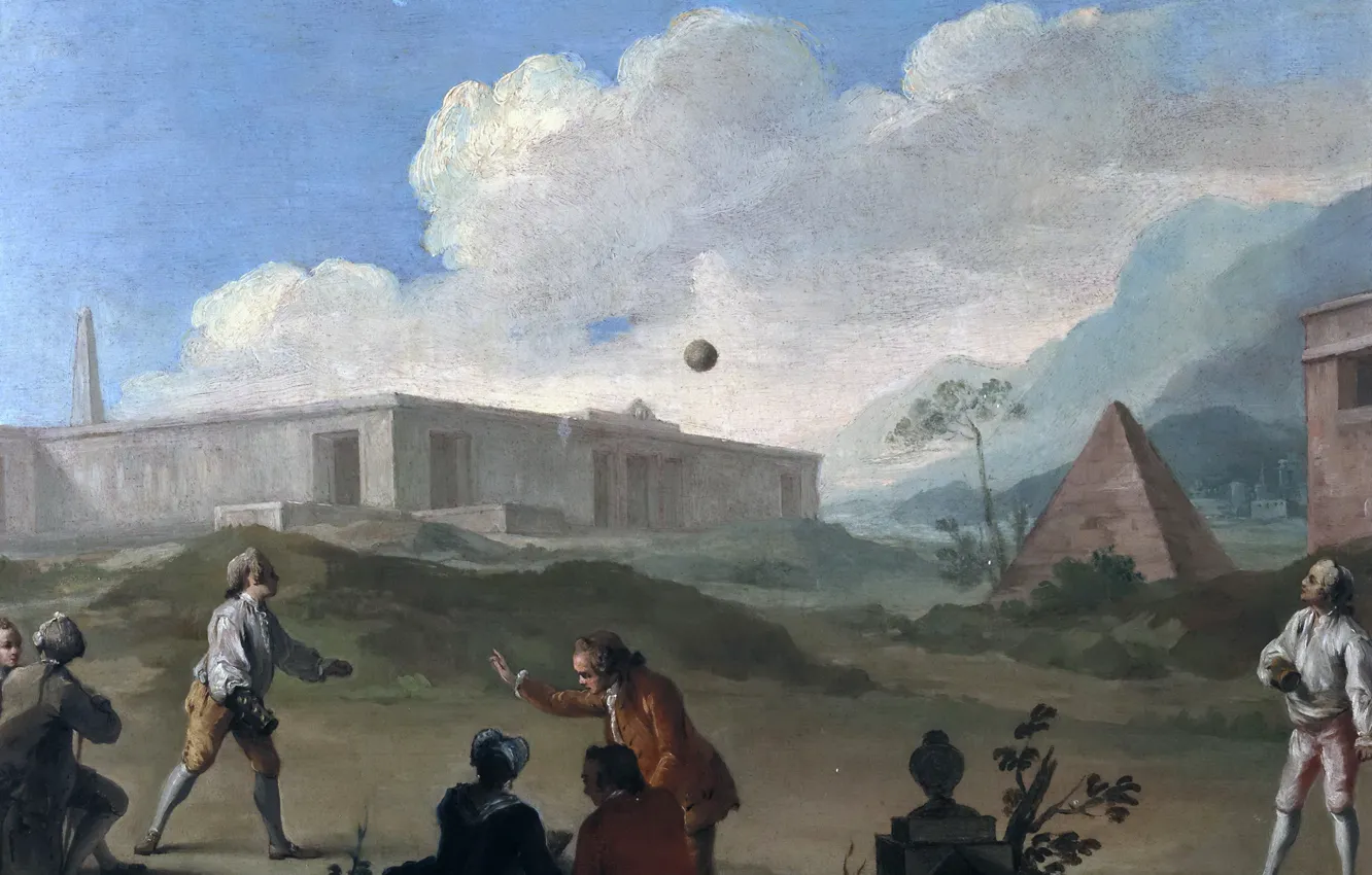 Photo wallpaper people, picture, pyramid, genre, Charles Joseph Flipart, Ball games