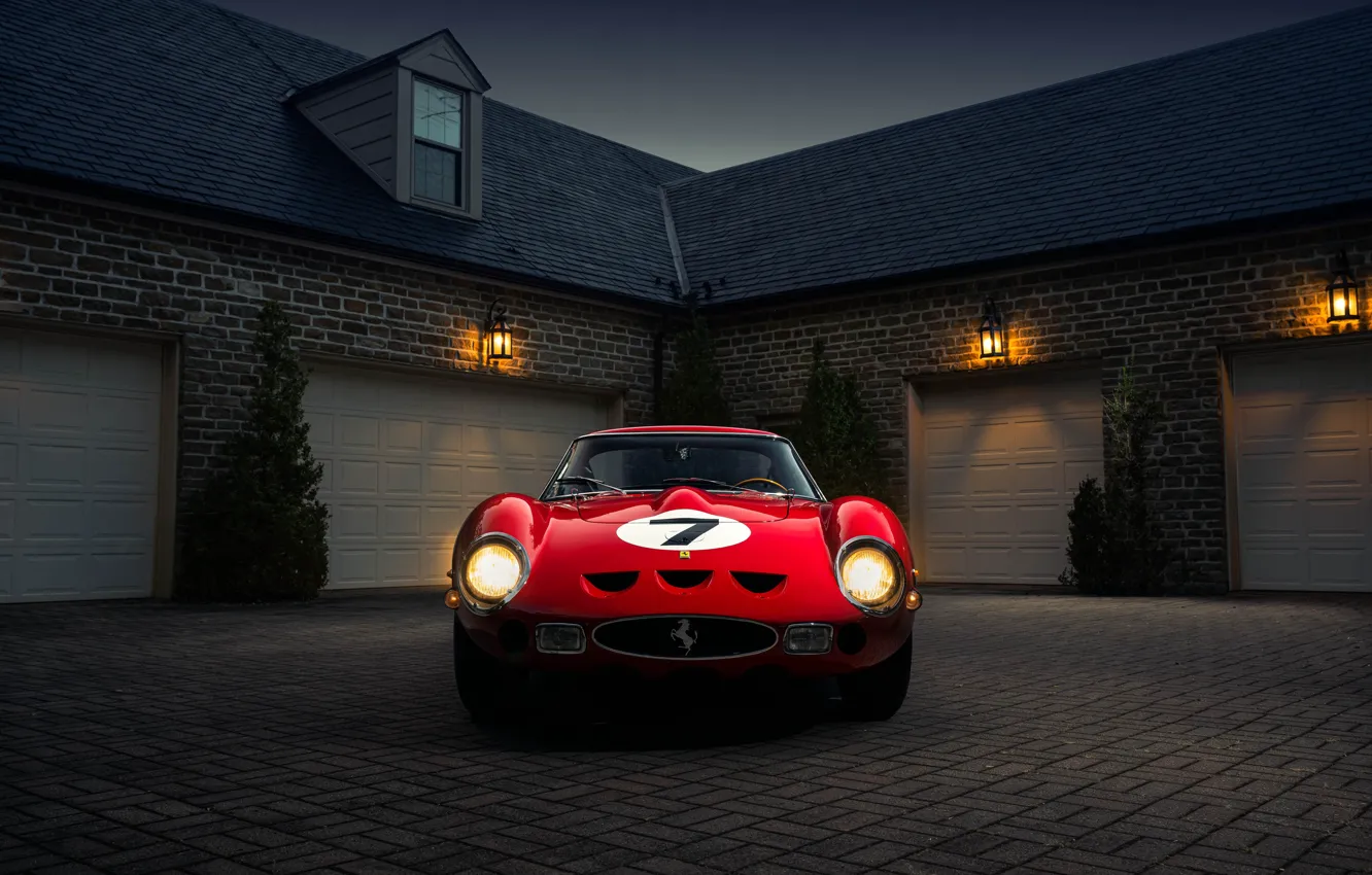 Photo wallpaper Ferrari, 1962, 250, Ferrari 250 GTO, front view, headlights, Ferrari 330 LM