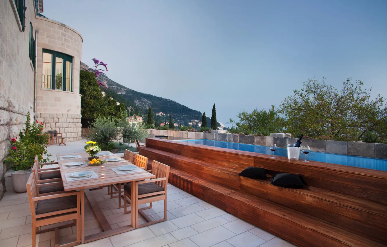 Photo wallpaper the city, Villa, pool, terrace, Dubrovnik, Luxury Villa Art Deco