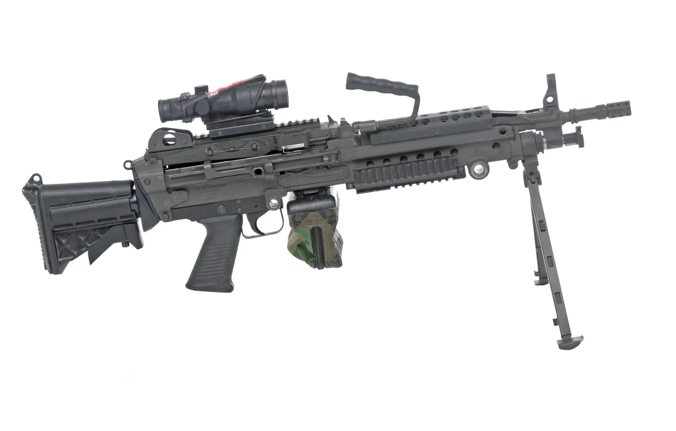 Photo wallpaper gun, USA, weapon, machine gun, bipod, high firepower, ordnance, telescopic sight