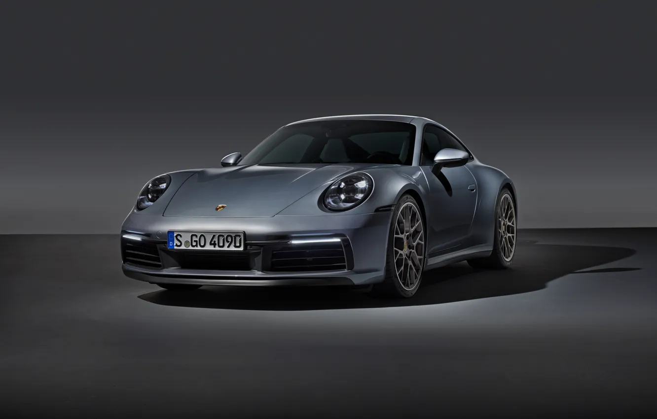 Photo wallpaper grey, background, coupe, 911, Porsche, Carrera 4S, 992, 2019