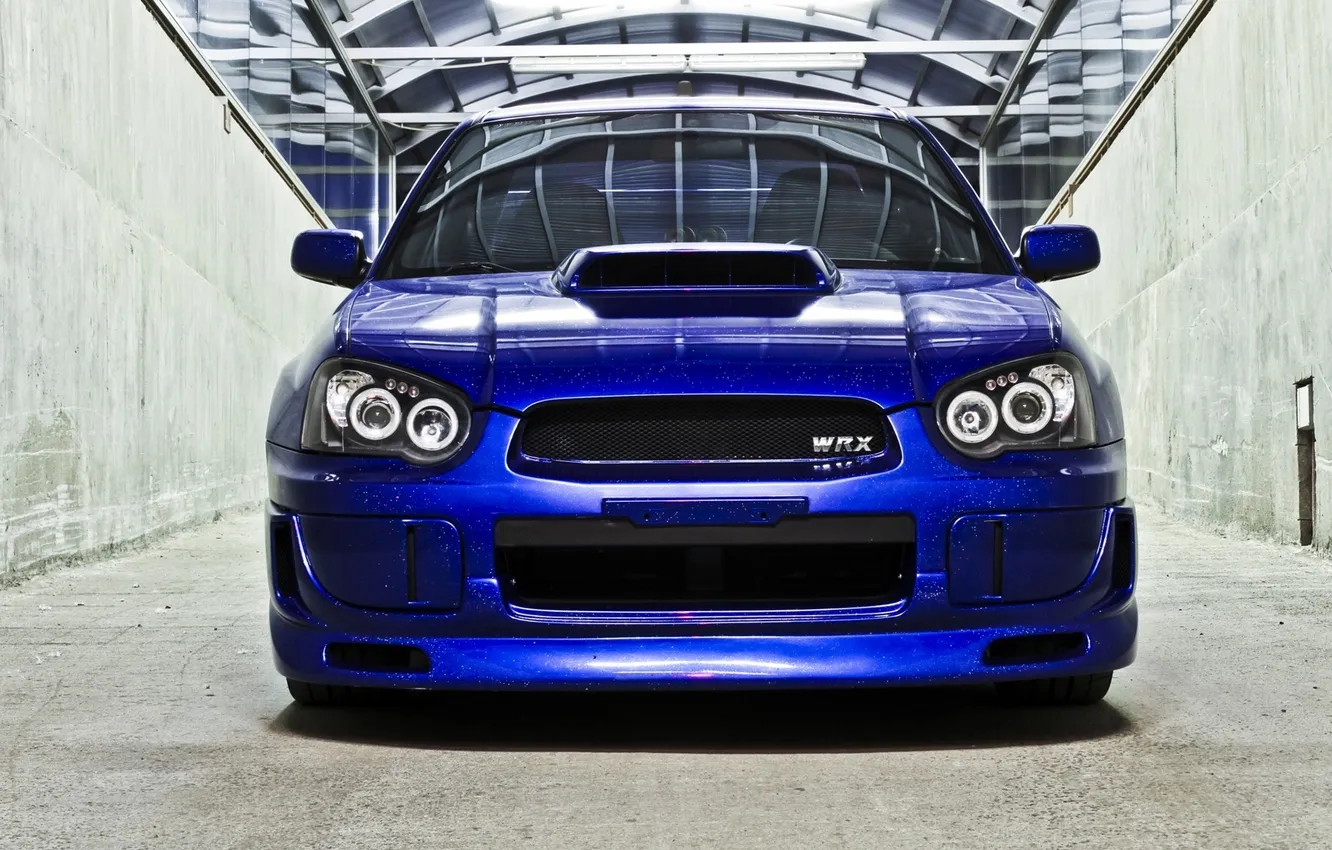 Photo wallpaper is, sedan, subaru, blue, metallic, wrx, impreza, the front