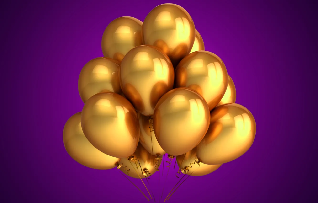 Photo wallpaper balloons, golden, celebration, holiday, balloons
