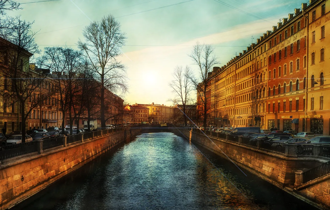 Photo wallpaper sunset, the city, home, beauty, Peter, photos, beautiful, Saint