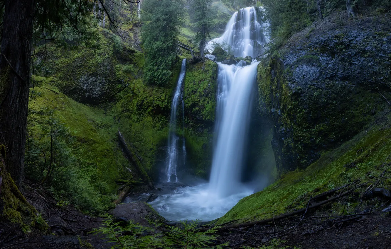 Photo wallpaper nature, rocks, shore, waterfall, stream