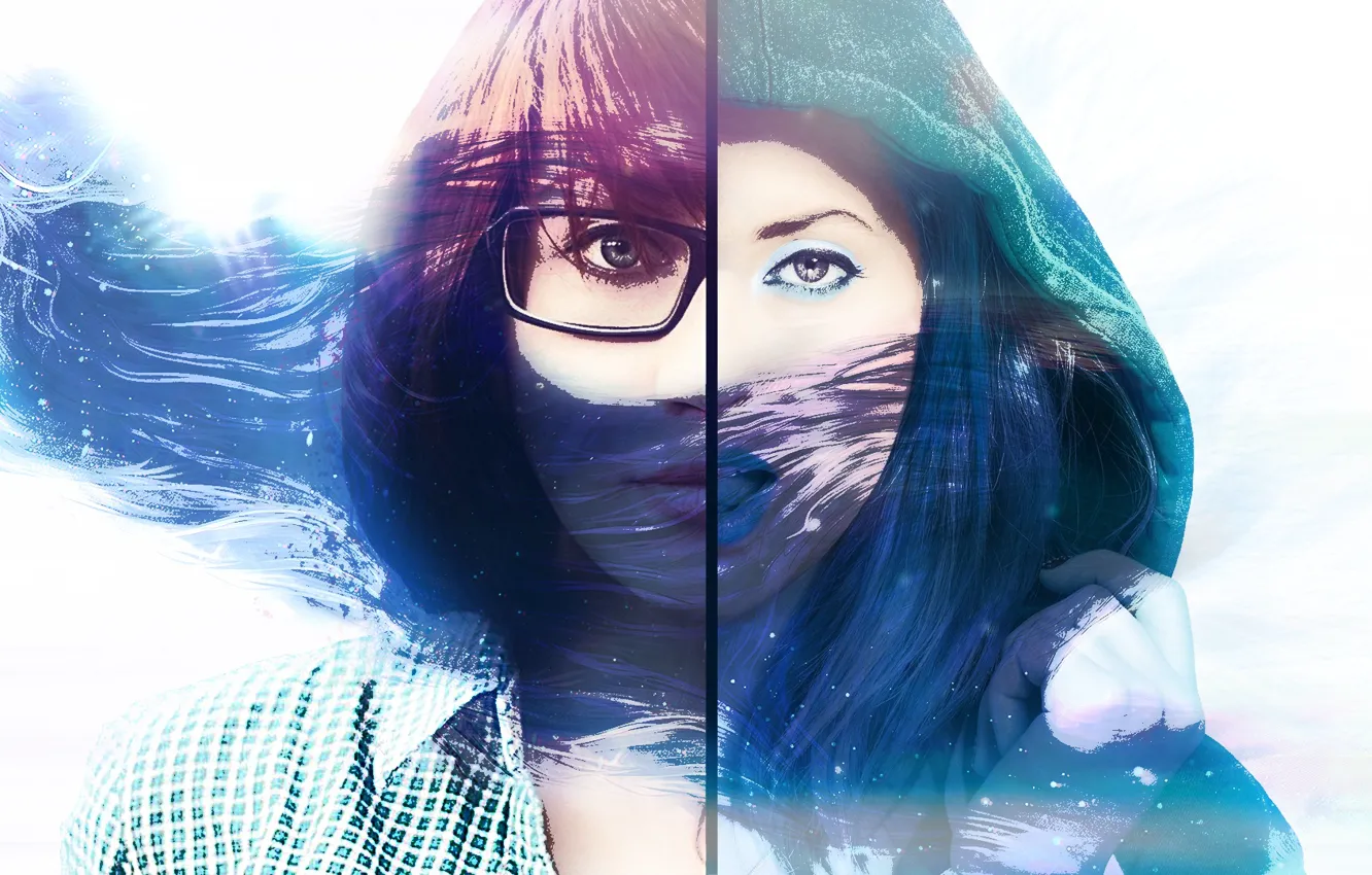 Photo wallpaper eyes, girl, face, hair