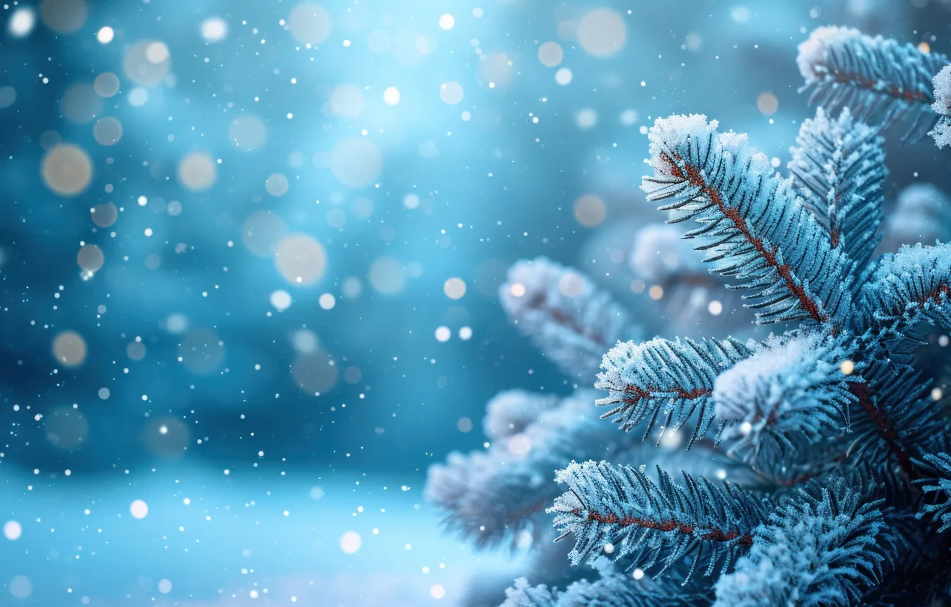 Photo wallpaper winter, snow, branches, nature, new year, texture, Christmas, haze