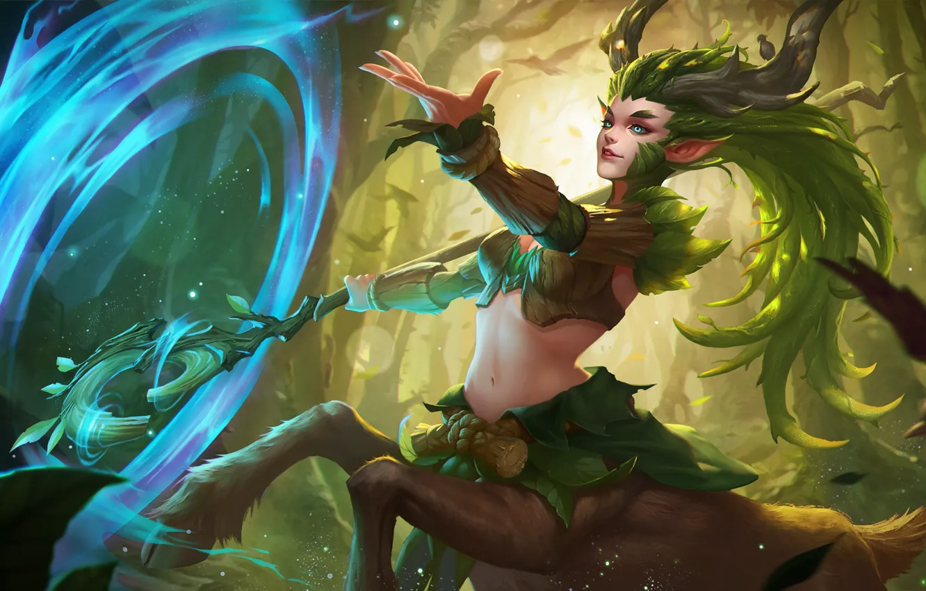 Photo wallpaper forest, nature, lights, foliage, the portal, staff, arena, gesture