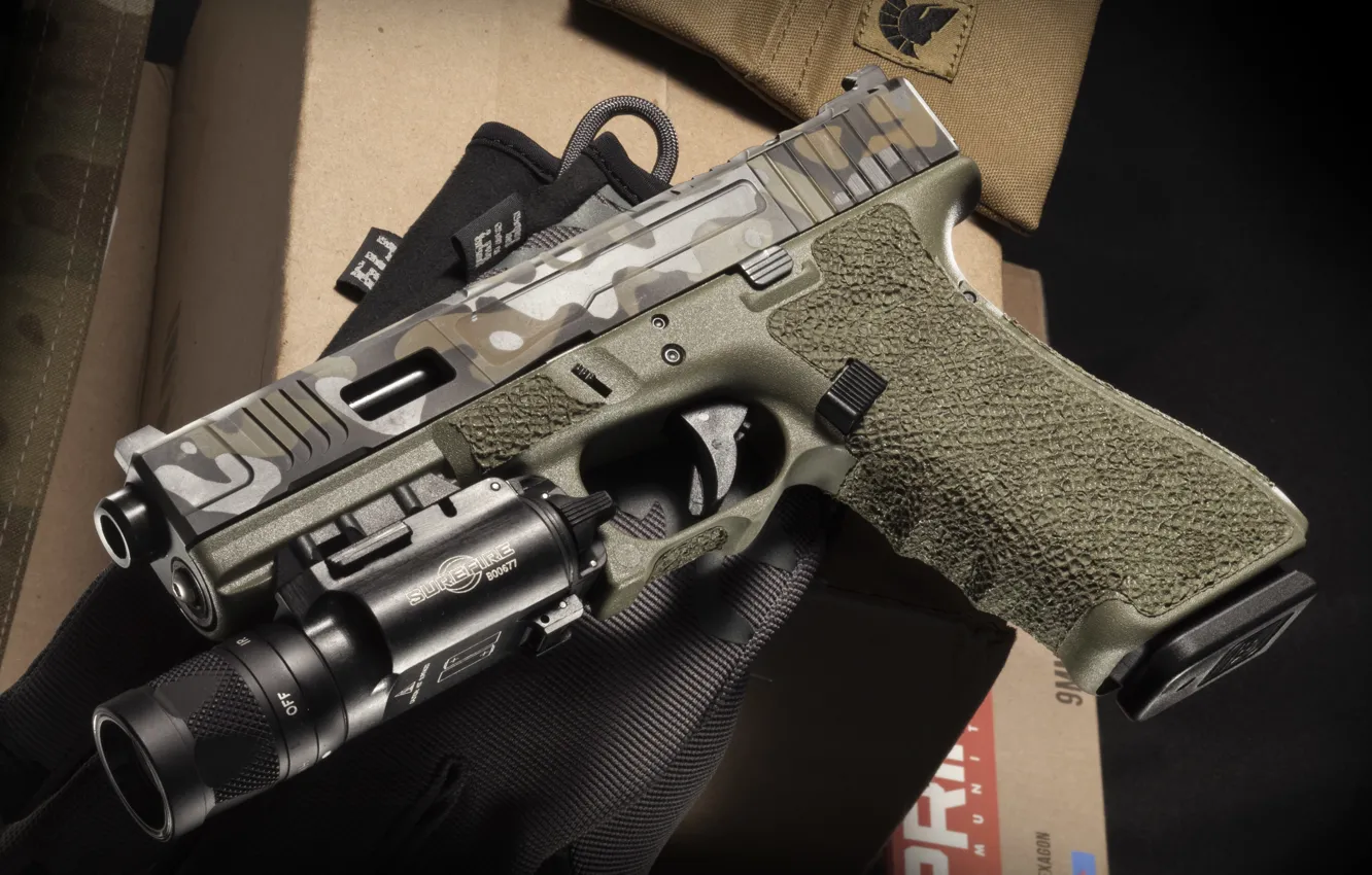 Photo wallpaper gun, weapons, Glock 17, Austrian, self-loading