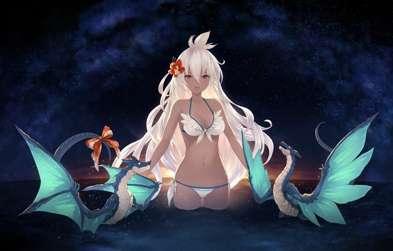 Photo wallpaper water, girl, dragon, Granblue Fantasy