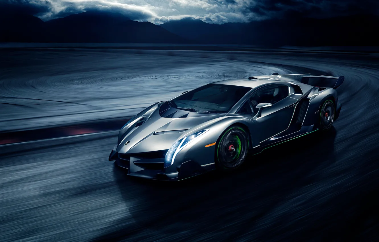 Photo wallpaper movement, speed, Lamborghini, front, Veneno