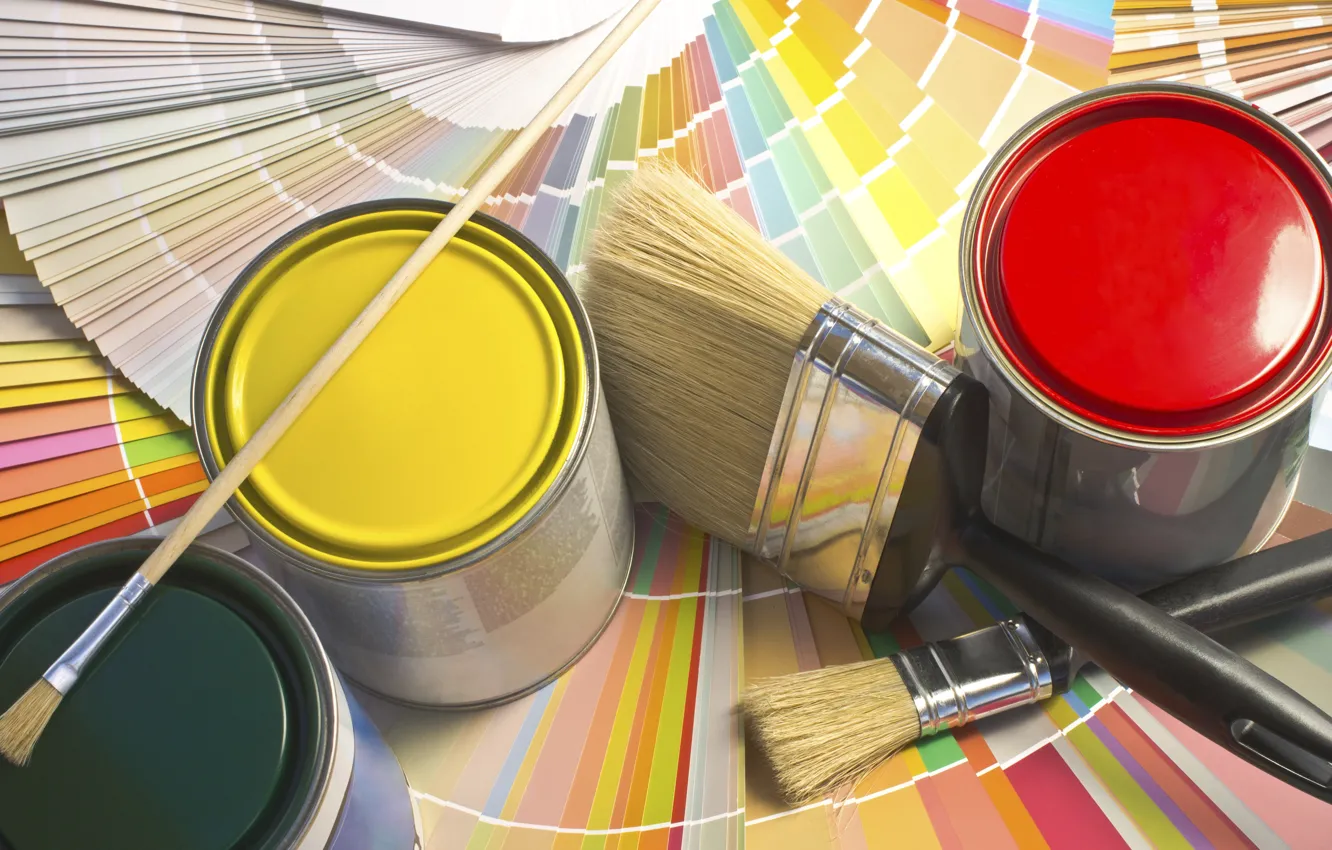 Photo wallpaper colors, paint, cans