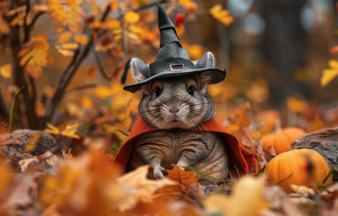 Photo wallpaper autumn, look, pose, holiday, outfit, pumpkin, Halloween, the scenery