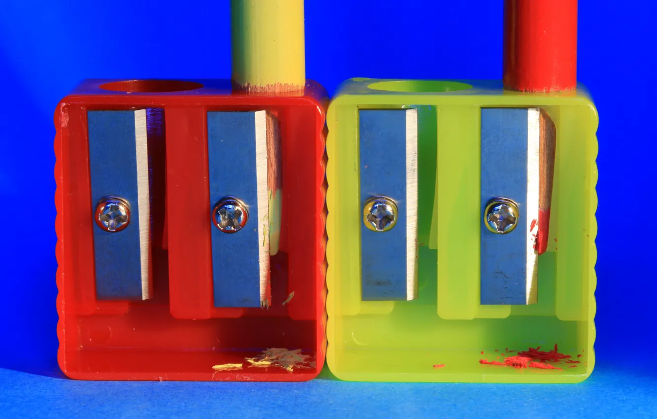 Photo wallpaper paint, pencils, different, sharpener