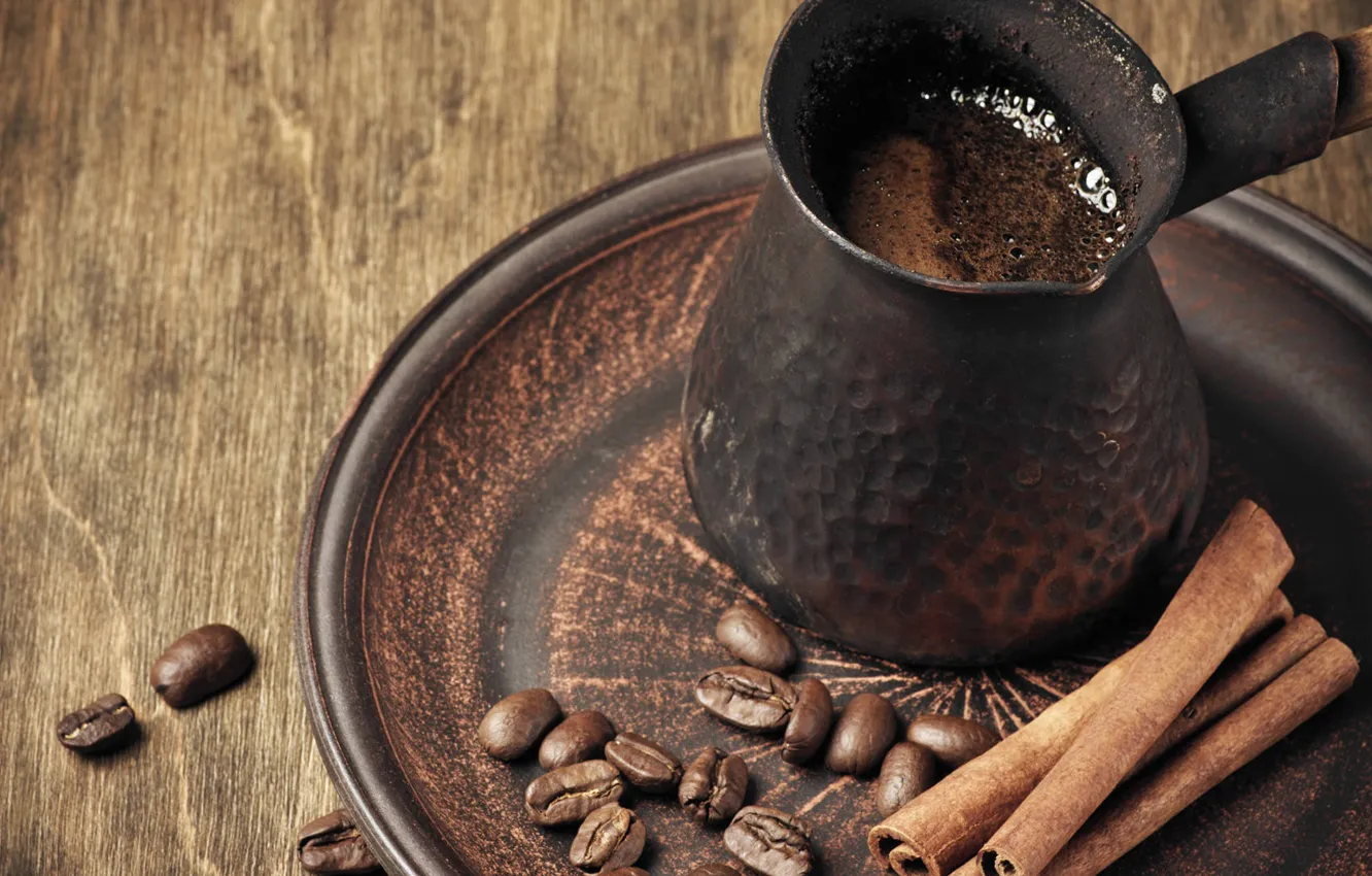 Photo wallpaper coffee, grain, cinnamon, Turk
