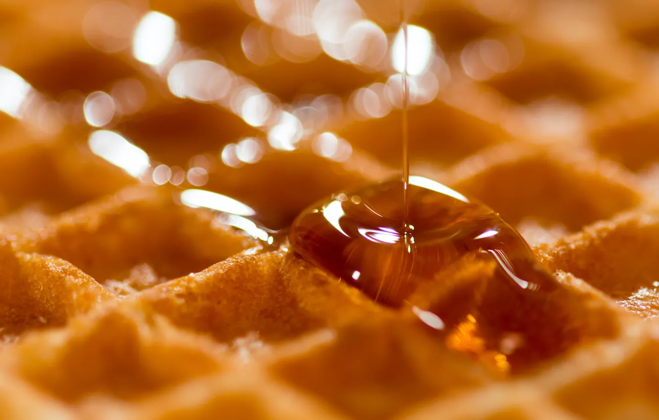 Photo wallpaper food, waffles, cakes, sweet, syrup