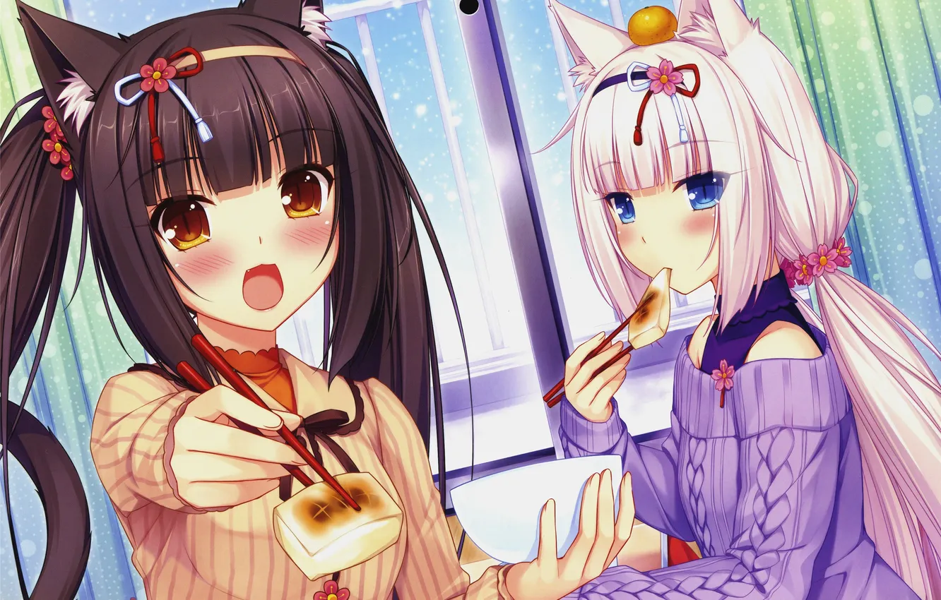 Photo wallpaper look, girl, joy, food, surprise, school, art, chocolat