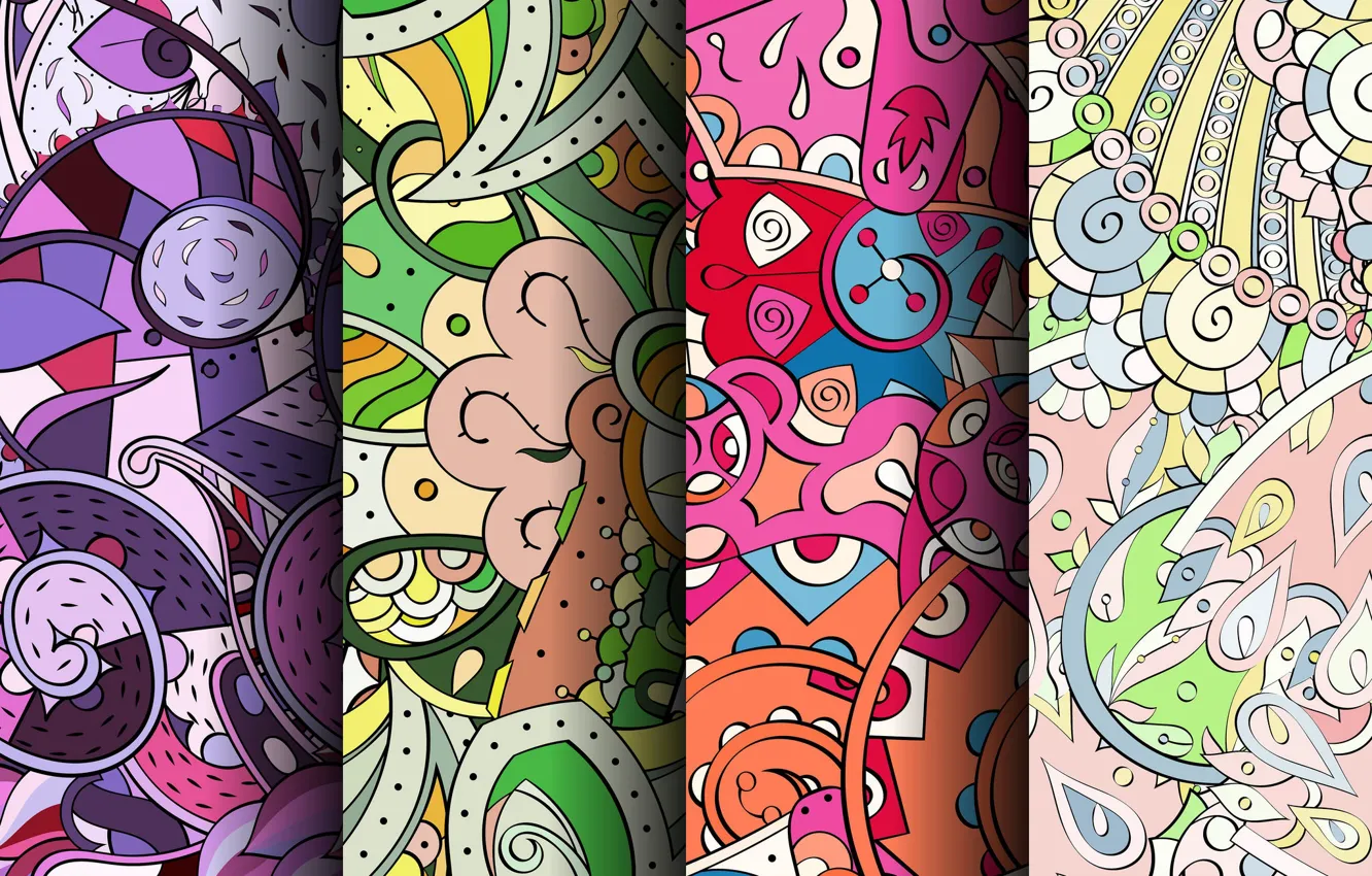 Photo wallpaper abstraction, background, pattern, colorful, ornament, patterns, seamless, Paisley