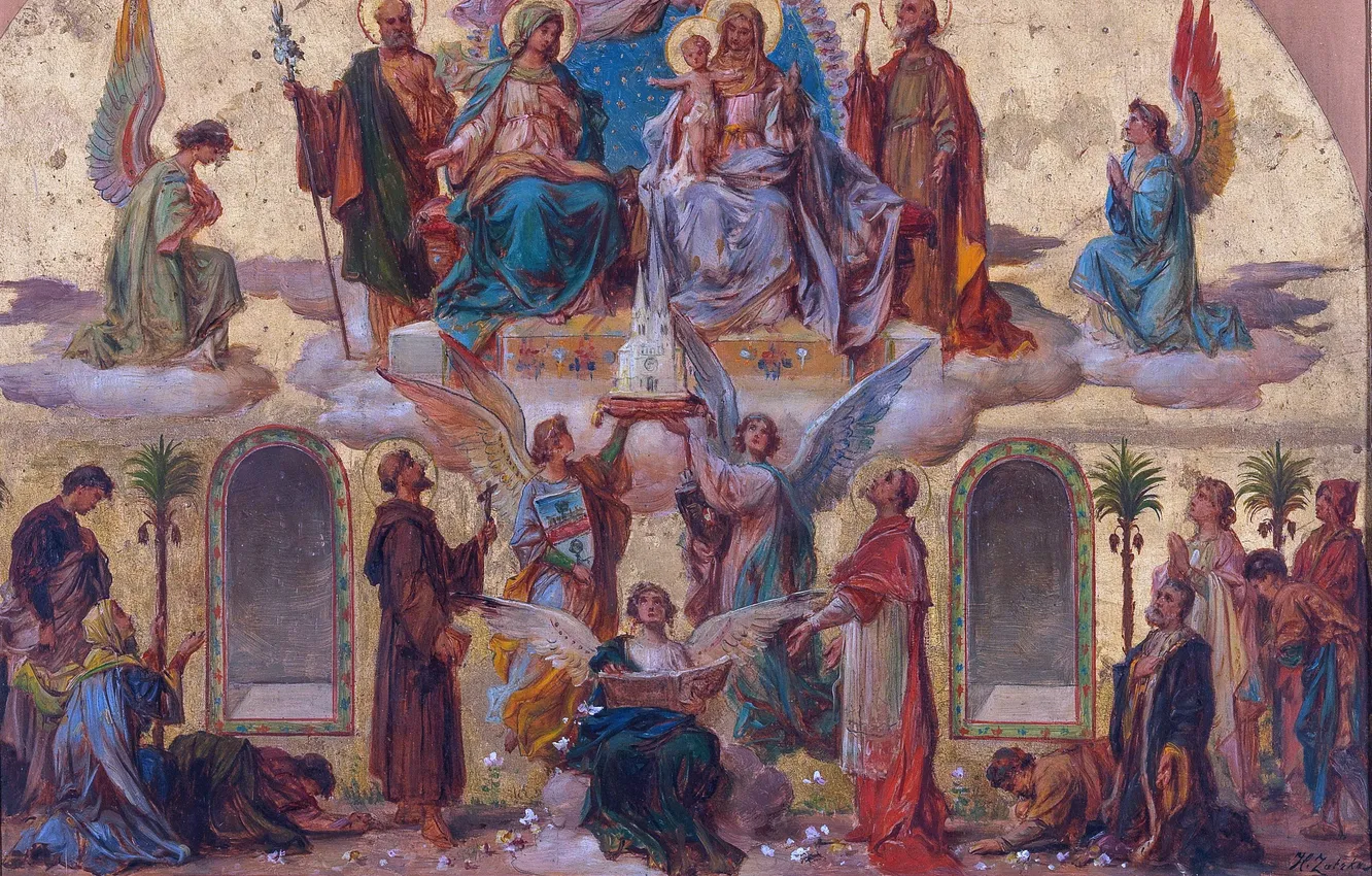 Photo wallpaper people, angel, picture, Hans Zatzka, Austrian artist, Hans Zacka, The main picture project, St. Anne's …