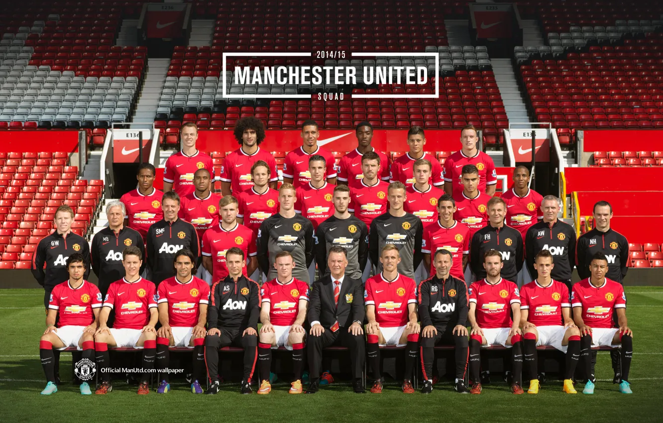 Photo wallpaper Old Trafford, MUFC, 2014/2015, Manchester united squad