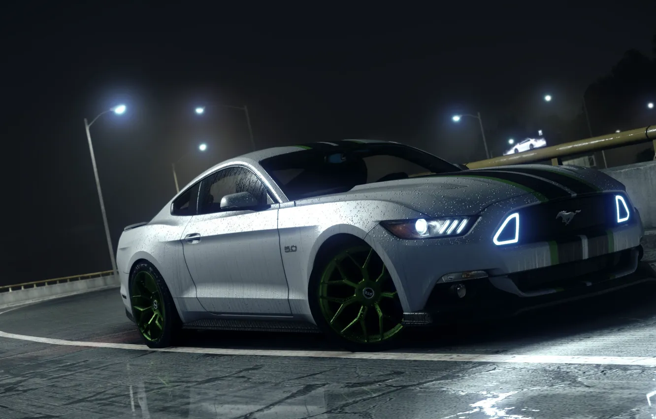 Photo wallpaper night, need for sped payback, Ford Mustang GTR, the road drops