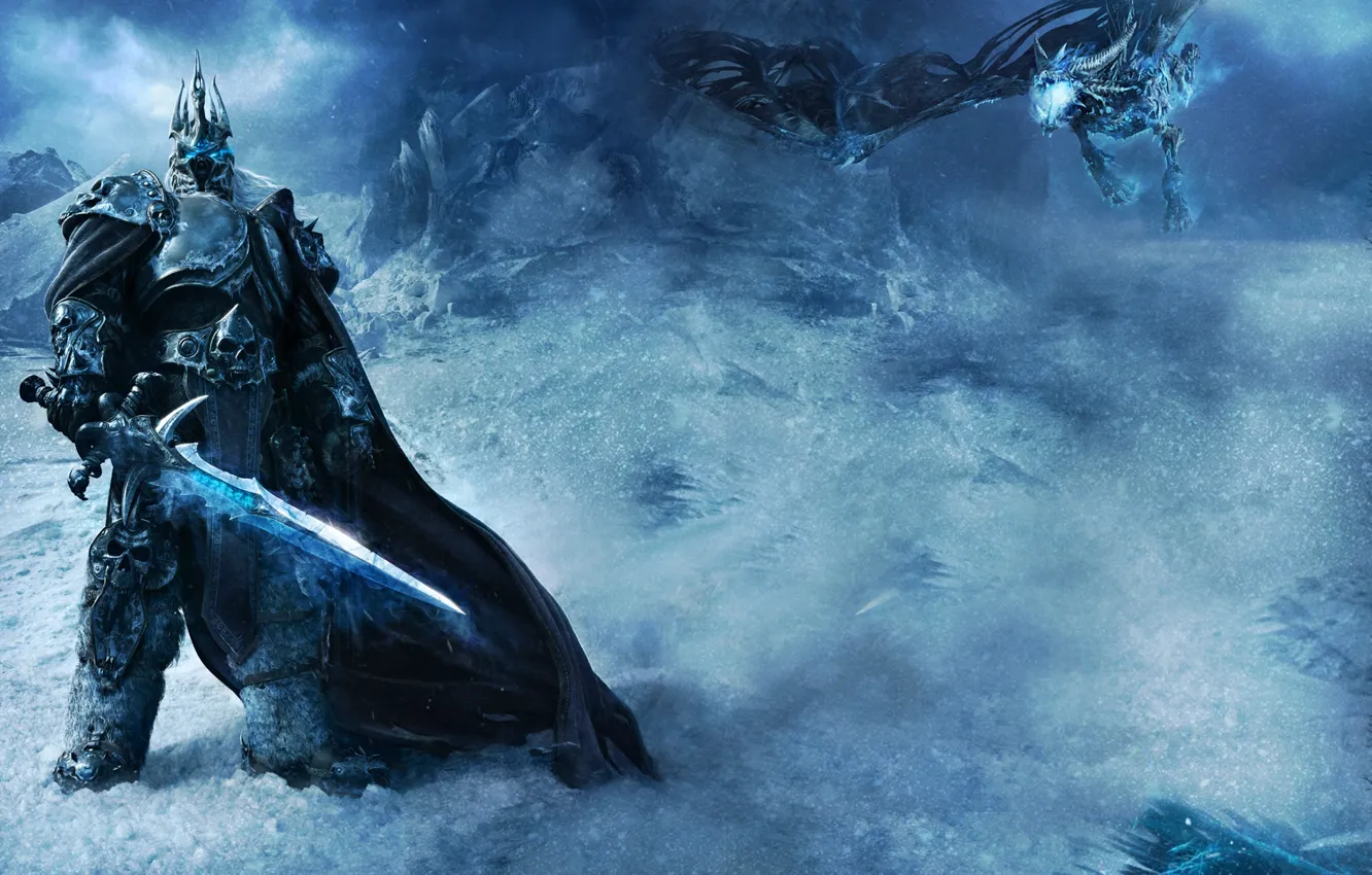 Photo wallpaper dragon, Arthas Menethil, warcraft, arthas