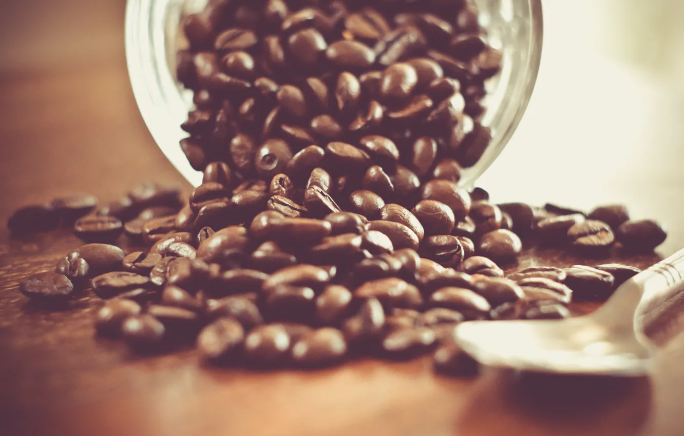 Photo wallpaper vigor, table, coffee, grain, ritual, spoon, Bank, drink