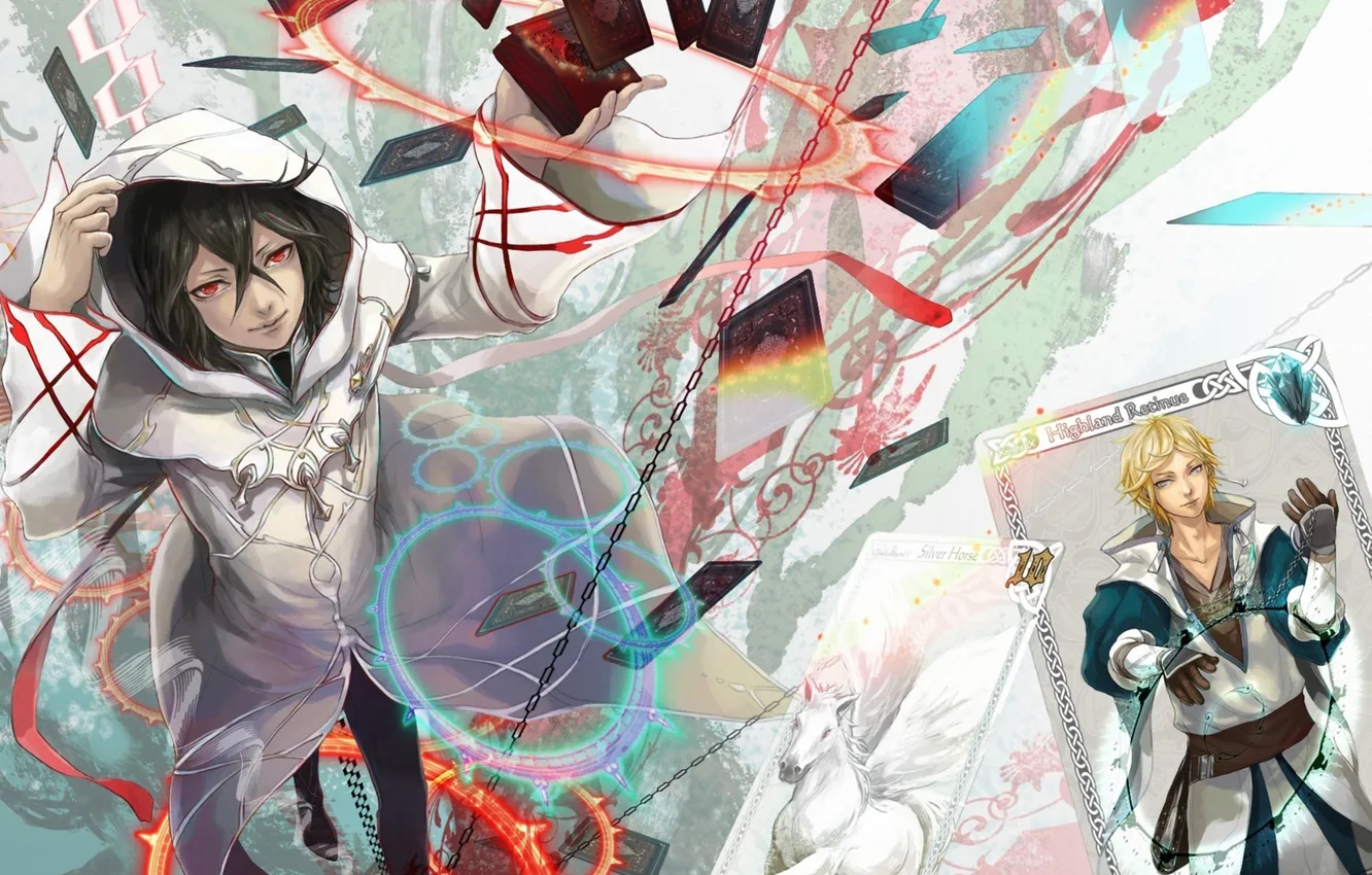 Photo wallpaper horse, map, art, chain, guy