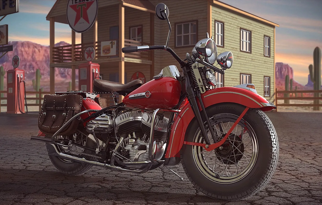 Photo wallpaper stars, camel, speakers, motorcycle, Harley-Davidson WL(WLD)