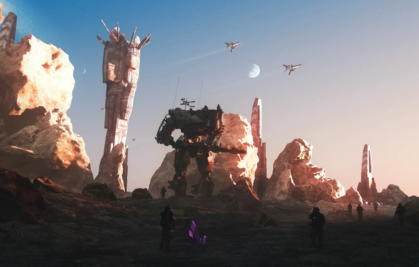 Photo wallpaper rocks, work, planet, tower, LHS-1140-B