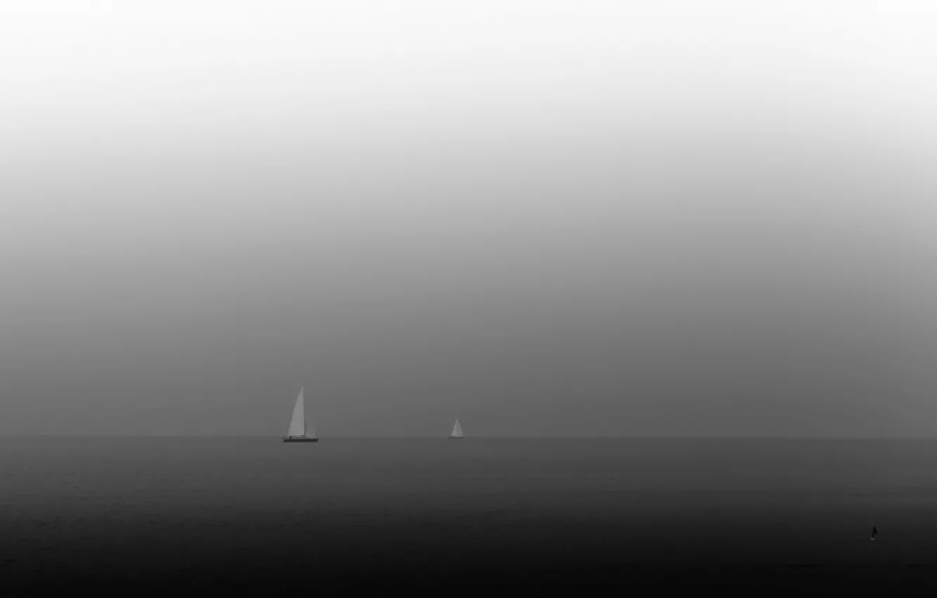 Photo wallpaper sea, night, boats