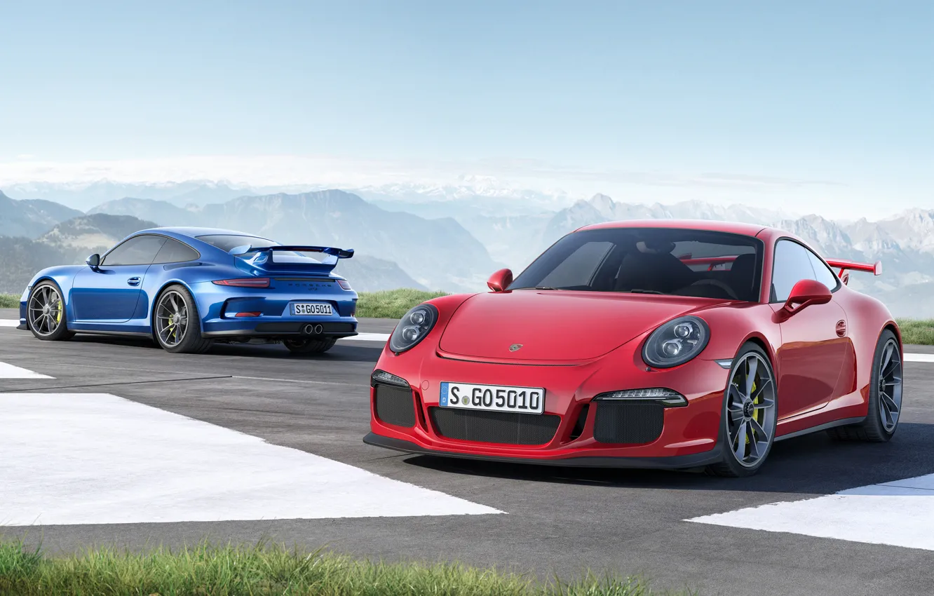 Photo wallpaper 911, Porsche, red, GT3, 2013