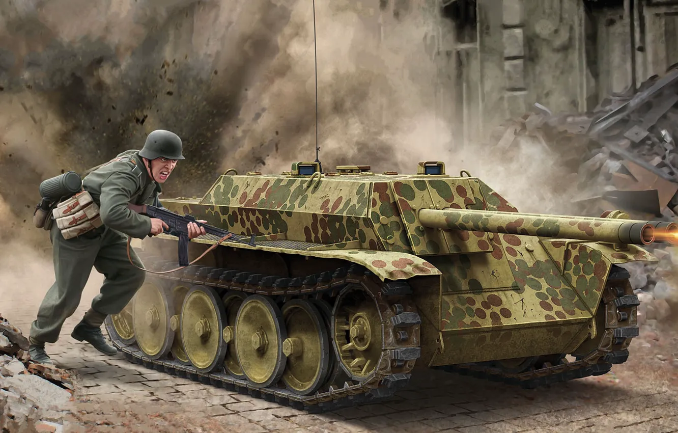 Photo wallpaper Germany, SAU, the Wehrmacht, tank fighter, self-propelled gun, Valery Petelin, Slide, Small Panzer Jager