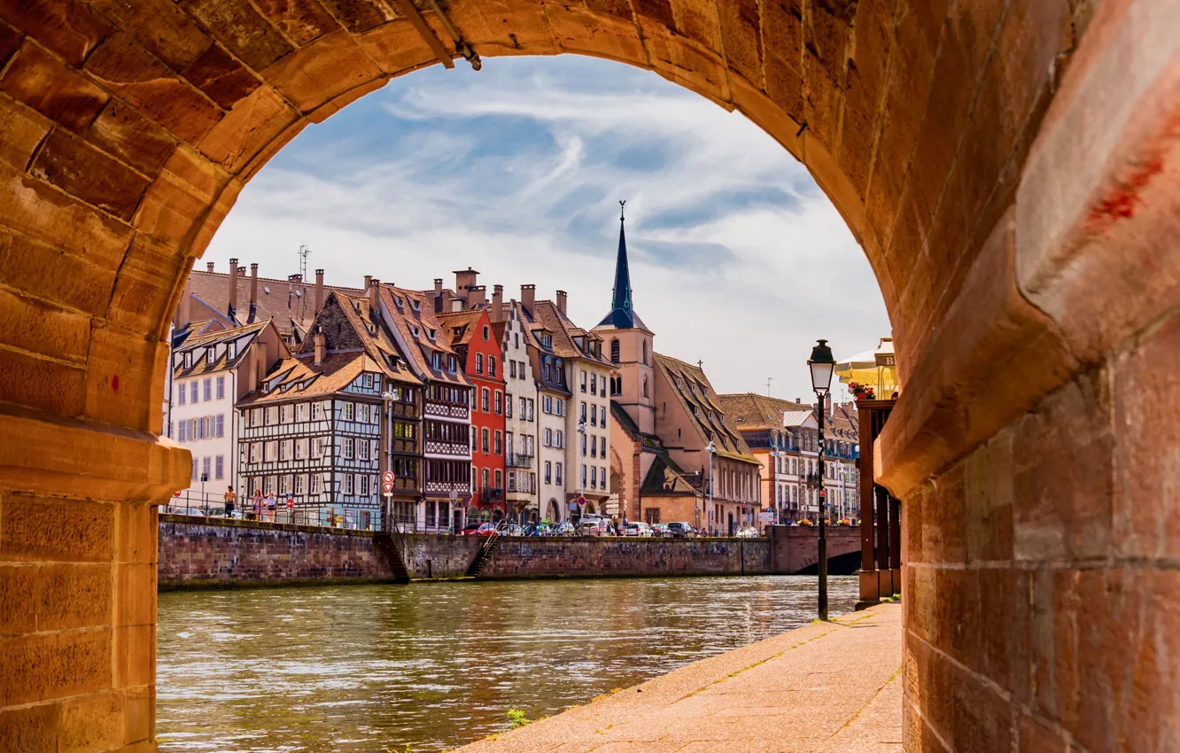 Photo wallpaper river, France, home, Strasbourg