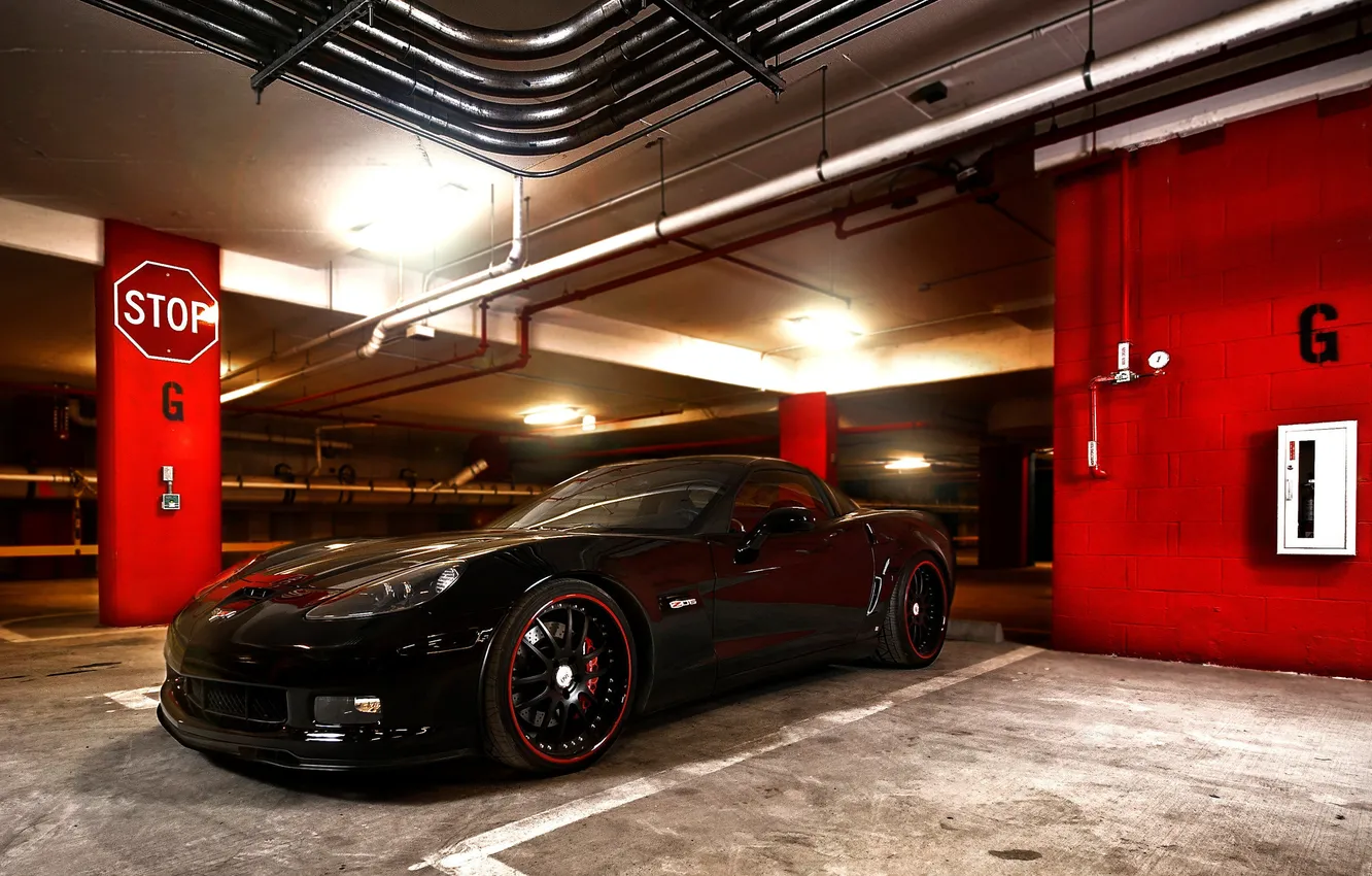 Photo wallpaper corvette, black, z06