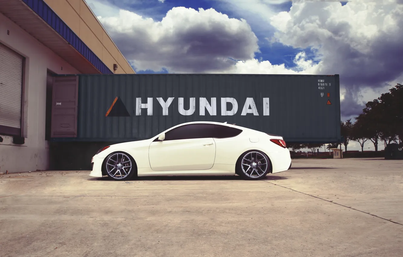 Photo wallpaper white, coupe, profile, white, Hyundai, Hyundai, Genesis, Genesis