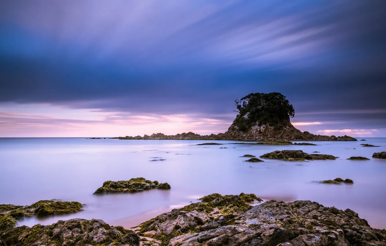 Photo wallpaper sea, landscape, night