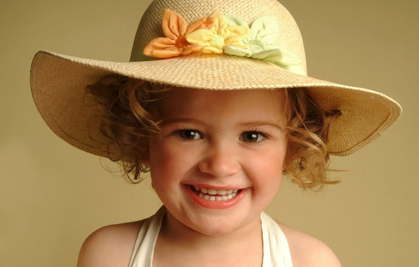 Photo wallpaper smile, hat, girl