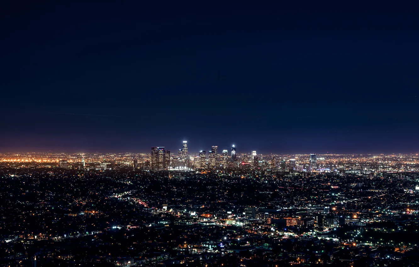 Photo wallpaper City, Blue, Landscape, Urban, Los Angeles, Downtown, Skyline, Photo