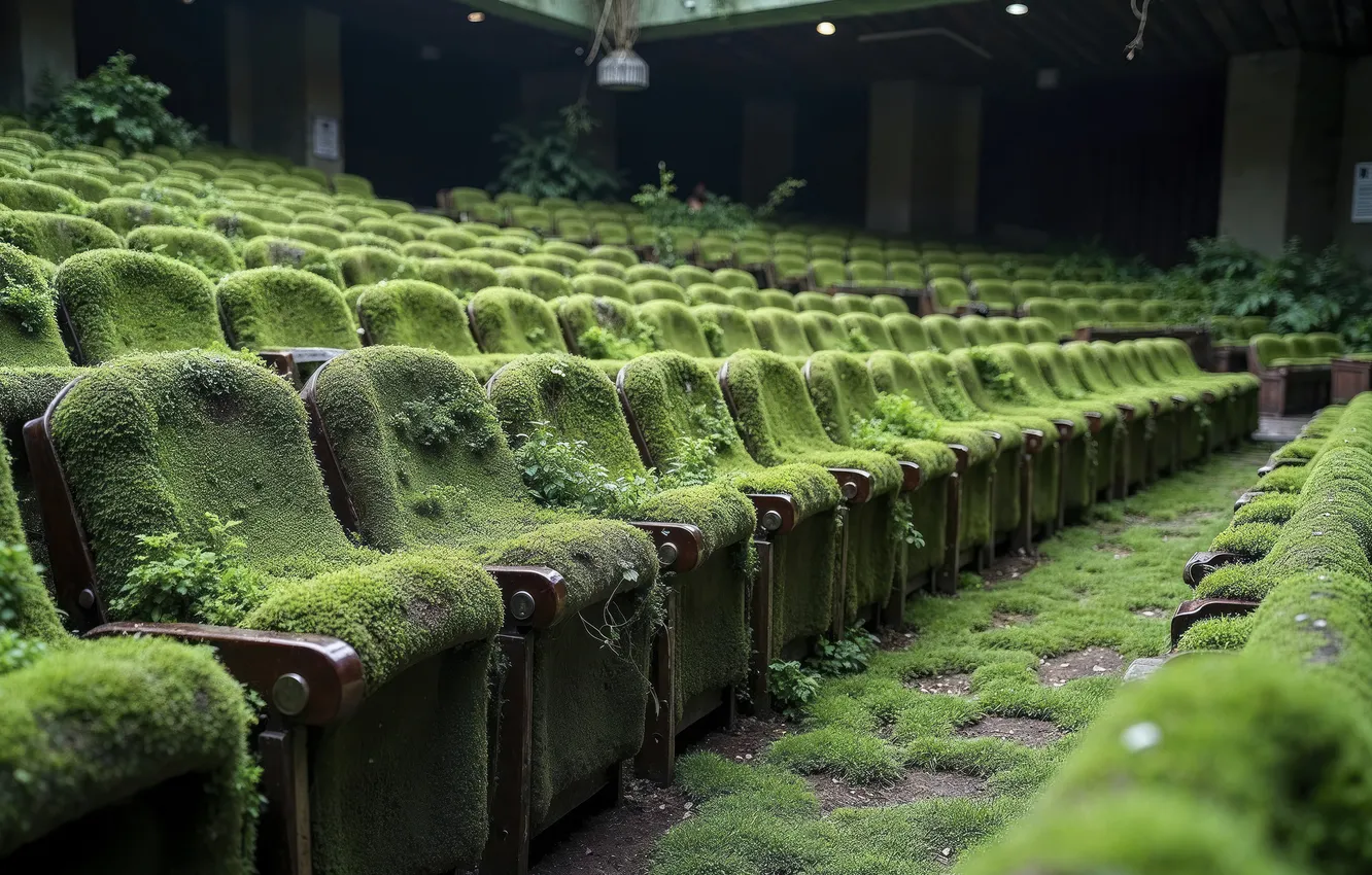 Photo wallpaper moss, chair, hall