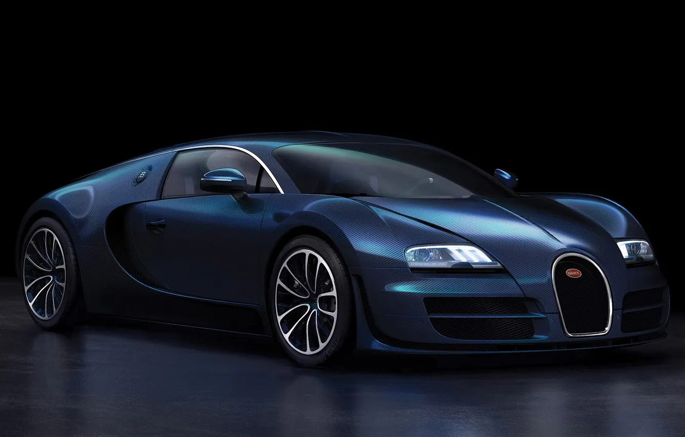 Photo wallpaper blue, black, Bugatti, sports, background.