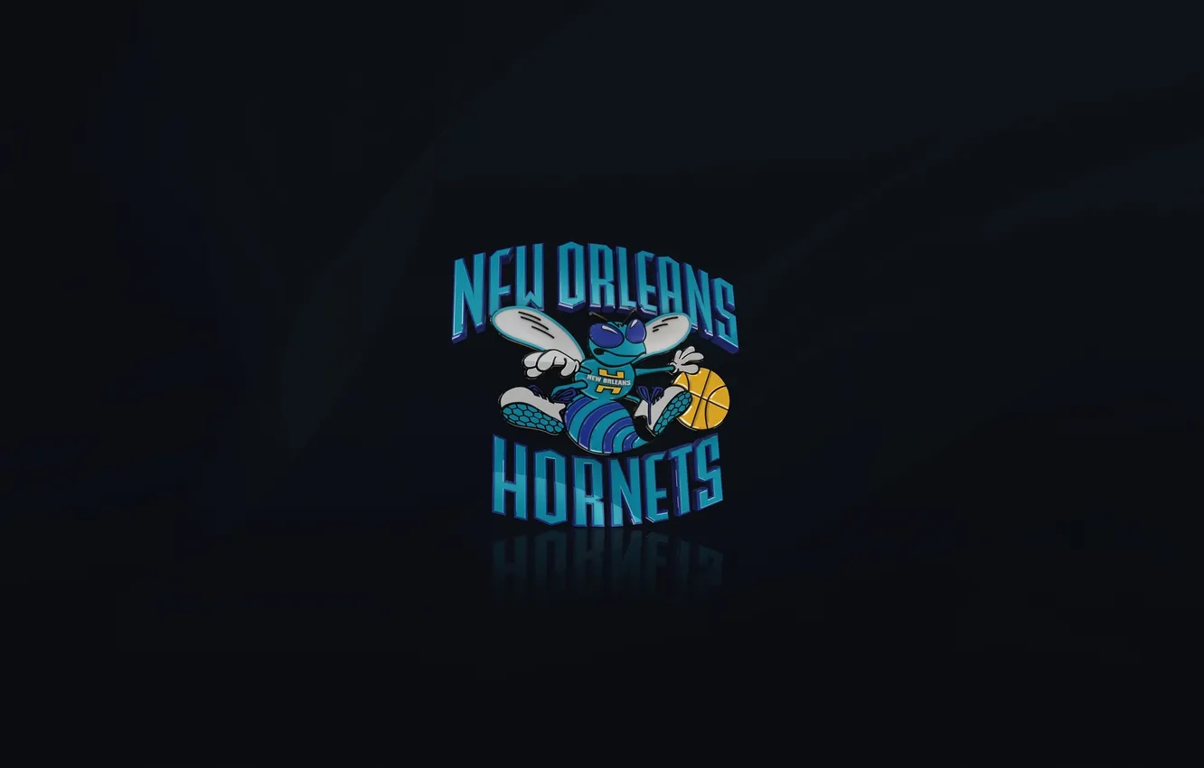 Photo wallpaper Black, Blue, Basketball, Logo, NBA, New Orleans, The hornets, New Orleans