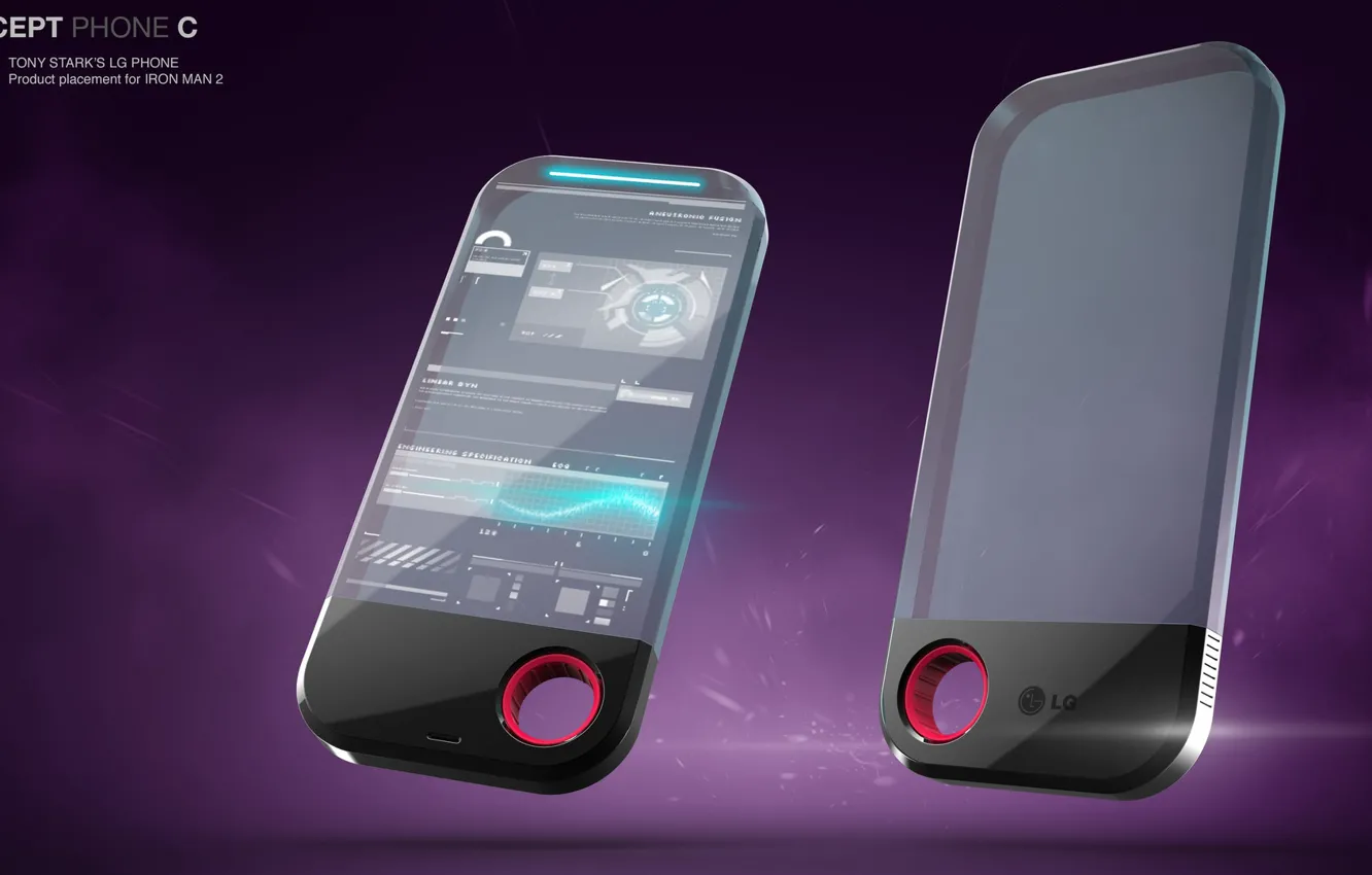 Photo wallpaper design, phone, hole, camera, Concept phone for Tony Stark