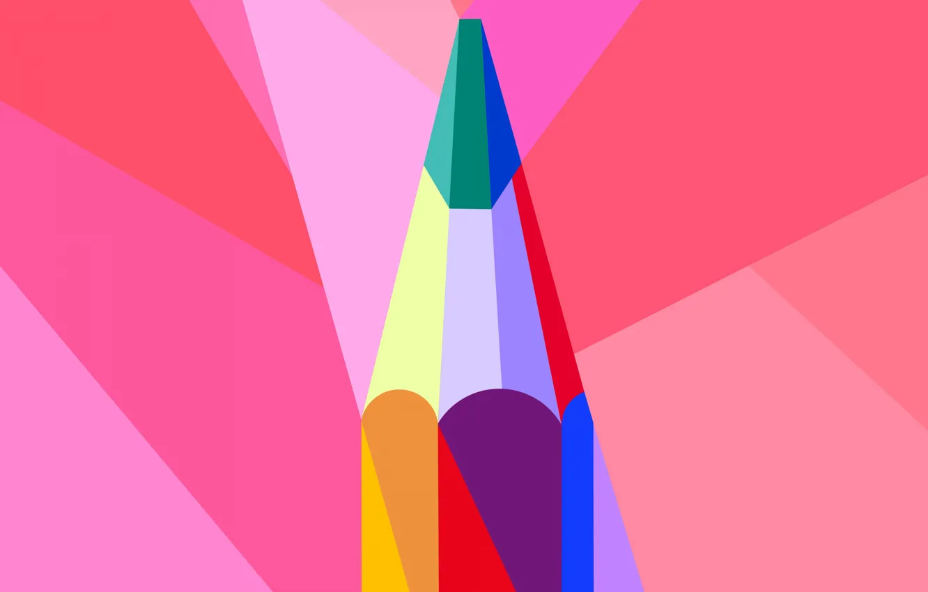 Photo wallpaper vector, pencils, drawing, stylus, low poly